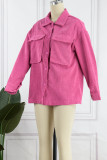 Pink Casual Solid Patchwork Turndown Collar Outerwear