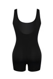 Red Casual Sportswear Solid Patchwork Hot Drill U Neck Skinny Rompers