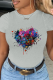 Grey Street Print Patchwork O Neck T-Shirts