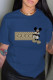 Blue Fashion Casual Character Letter O Neck T-Shirts