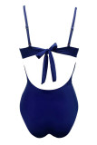 Royal Blue Sexy Solid Bandage Patchwork See-through Backless Swimwears