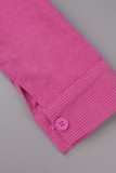 Pink Casual Solid Patchwork Turndown Collar Outerwear