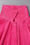 Blue Casual Solid Patchwork Turndown Collar Long Sleeve Two Pieces