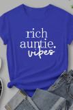 Blue Casual Letter Print Basic O Neck T-Shirts