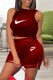 Red Casual Print Patchwork O Neck Sleeveless Two Pieces