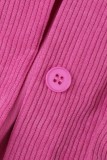 Pink Casual Solid Patchwork Turndown Collar Outerwear