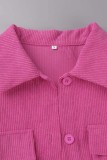Pink Casual Solid Patchwork Turndown Collar Outerwear