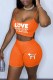 Orange Street Print Letter Spaghetti Strap Sleeveless Two Pieces