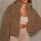 Camel Casual Solid Patchwork Basic Zipper Collar Outerwear