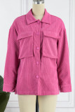 Pink Casual Solid Patchwork Turndown Collar Outerwear