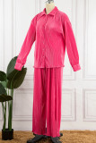 Blue Casual Solid Patchwork Turndown Collar Long Sleeve Two Pieces