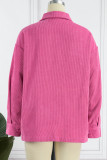 Pink Casual Solid Patchwork Turndown Collar Outerwear
