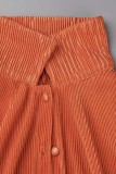 Blue Casual Solid Patchwork Turndown Collar Long Sleeve Two Pieces