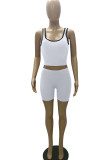 White Casual Sportswear Solid Patchwork U Neck Two Pieces
