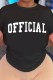 Black Casual Letter Print Basic O Neck T-Shirts