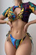 Colour Sexy Print Bandage Patchwork Swimwears