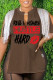 Coffee Casual Street Print Tassel Patchwork Slit O Neck T-Shirts