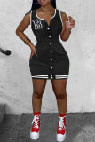 Red Casual Letter Patchwork O Neck Vest Dress Dresses