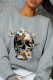 Grey Street Print Patchwork O Neck Tops