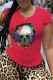 Red Street Pierced Patchwork O Neck T-Shirts