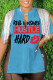 Blue Casual Street Print Tassel Patchwork Slit O Neck T-Shirts