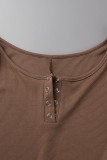 Pink Casual Street Solid Patchwork V Neck Skinny Rompers