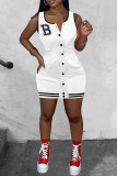 Red Casual Letter Patchwork O Neck Vest Dress Dresses