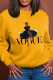 Yellow Street Print Patchwork O Neck Tops