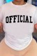 White Casual Letter Print Basic O Neck T-Shirts