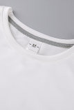 White Street Print Patchwork Letter O Neck Tops