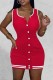 Red Casual Solid Basic O Neck Vest Dress Dresses