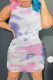 Pink Casual Print Tie Dye Basic O Neck Sleeveless Dress Dresses