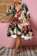 Black Red Casual Print Patchwork V Neck A Line Dresses
