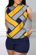 Yellow Casual Print Basic Half A Turtleneck Sleeveless Two Pieces