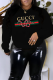 Black Casual Street Print Patchwork O Neck Tops