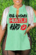 Light Green Casual Street Print Tassel Patchwork Slit O Neck T-Shirts
