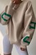 Khaki Casual Letter Print Basic O Neck Tops