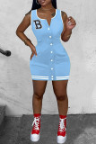 Red Casual Letter Patchwork O Neck Vest Dress Dresses