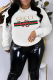 White Casual Street Print Patchwork O Neck Tops