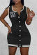 Black Casual Letter Patchwork O Neck Vest Dress Dresses