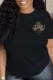 Black Casual Letter Print Basic O Neck T-Shirts