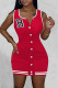 Red Casual Letter Patchwork O Neck Vest Dress Dresses