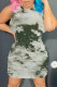 Olive Green Casual Print Tie Dye Basic O Neck Sleeveless Dress Dresses