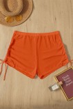 Orange Sexy Solid Draw String Frenulum See-through Swimming Pants