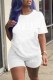 White Casual Print Letter O Neck Short Sleeve Two Pieces