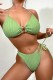 Green Sexy Solid Bandage Backless Swimwears (With Paddings)