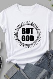 White Casual Letter Print Basic O Neck T-Shirts