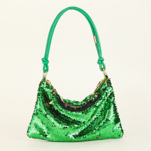 Green Casual Solid Sequins Patchwork Bags