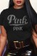 Black Casual Letter Hot Drill O Neck T-Shirts