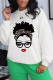 White Street Vintage Print Patchwork O Neck Tops